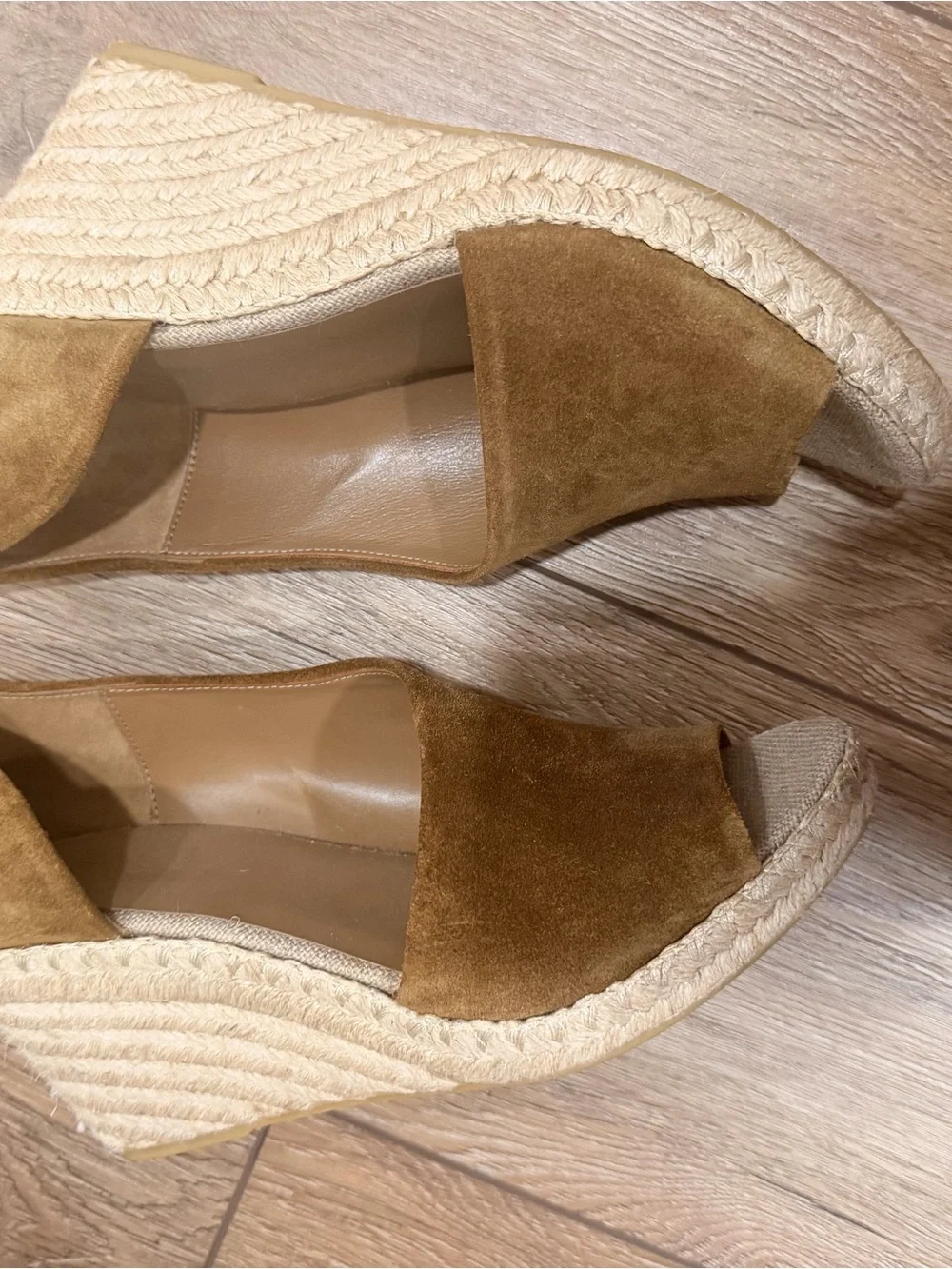 Vince Sonora Suede Peep-Toe Espadrille Wedges